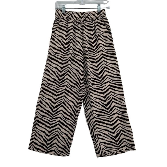 Tahari Pants & Jumpsuits Tahari 0 Linen Wide Leg Zebra Print Pants